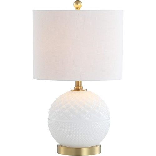 JONATHAN Y JYL1040A Julienne 20.5" Glass/Metal LED Table Lamp Contemporary Bedside Desk Nightstand Lamp for Bedroom Living Room Office College Bookcase LED Bulb Included, White/Brass Gold