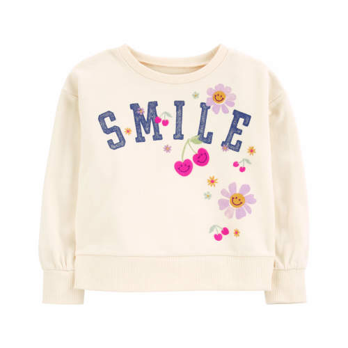 Toddler Smile Floral Sweatshirt - Style,Ivory