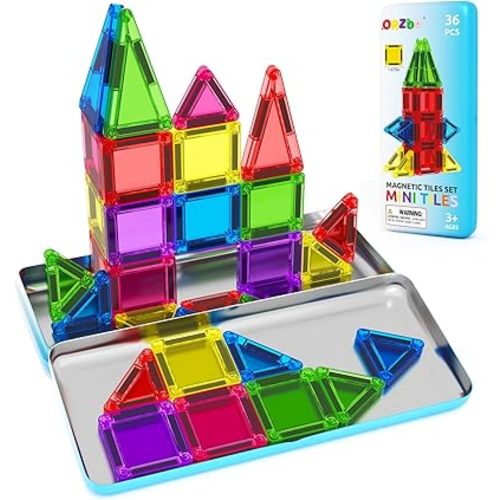 Magnetic Tiles Mini Travel Toddler Set, Magnetic Blocks Building Kids Toys & Games, Montessori Preschool Classroom Must Haves Educational Learning Sensory Toys for 3+ Year Old Boys Girls Birthday Gift
