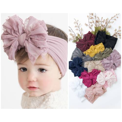 Big RUFFLE Bow Headband, Baby Girl Headwrap, Baby Turban, Baby Head Wraps, Newborn Bow Headband, Bow Toddler Headbands, Baby Girl Headbands