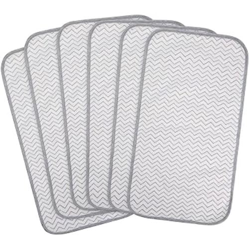 BlueSnail Ultra Soft and Anti-Slip Quilted Waterproof Changing Pad Liner 6pk (Gray+Gray)