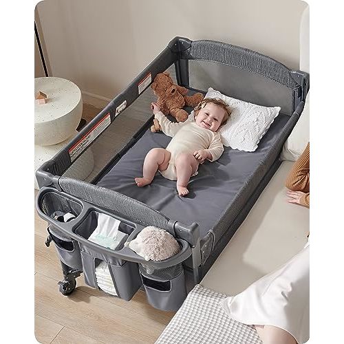 AirClub Baby 4 in 1 Bassinet Bedside Sleeper, 4 Functions Bedside Crib Sleeper, Playard, Changing Table, Baby Bassinet for Newborn Baby, Bedside Bassinet for Baby Portable Changing Table
