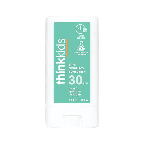 Thinksport Kids SPF 30 Mineral Sunscreen Stick, 0.64 Oz, Safe, Natural, Water Resistant Reef Safe Sunscreen for Children, Broad Spectrum UVA/UVB Sun Screen, Travel Stick for Sun Protection