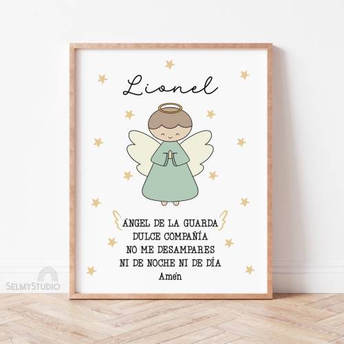 Personalized GUARDIAN ANGEL Prayer nursery printable wall art for a unique baptism gift, custom baptism gift, personalized Baby Shower Gift