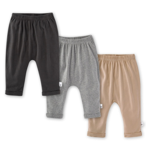 Solid Organic Cotton Baby Pants 3 Pack Ash