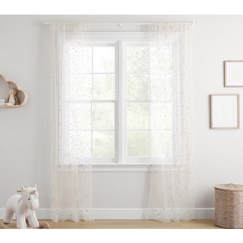 Embroidered Star Sheer Curtain | Pottery Barn Kids