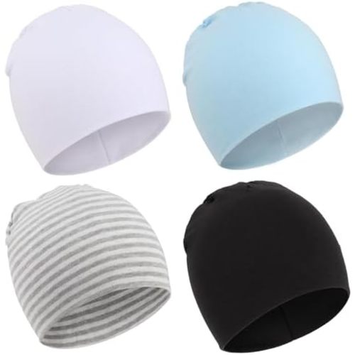 DRESHOW BQUBO 4 Pieces Baby Beanie Newborn Toddler Soft Cute Knit Hat Hospital Hats for Baby Boys Infant Cap Beanies