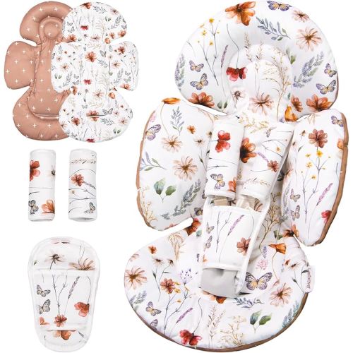 Generic Infant Car Seat Insert Compatible with Mamaroo Swing & Graco Swing and Infant Car Seat, Newborn Insert Baby Head Body Support, Reversible Design, Breathable Fabric, 1Pcs - Brown Wildflower