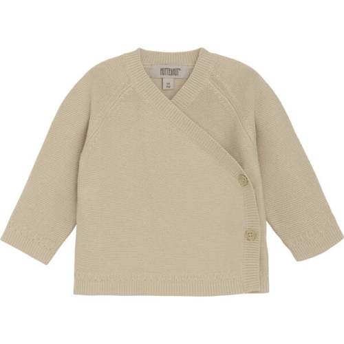 Babys Organic Cotton Knit Long Sleeve One Side Buttons Cardigan, Cement - HutteliHut | Maisonette 6mo