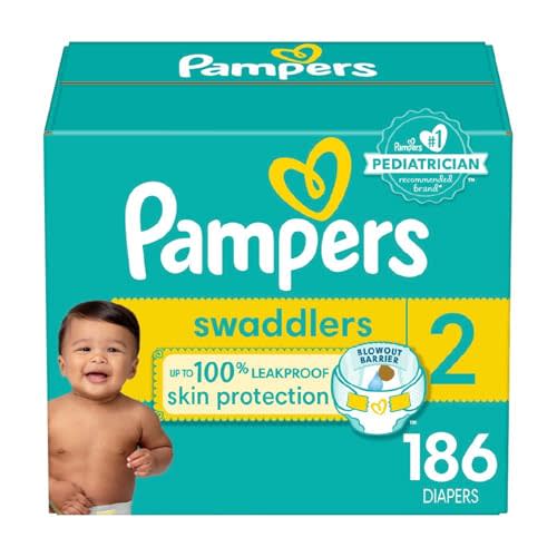 Pampers Baby Diapers - Swaddlers - Size 2, 186 Count, Ultra Absorbent Disposable Infant Diaper