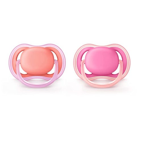 Philips Avent Ultra Air Pacifier, 6-18 Months, Pink/Peach, 2 Pack, SCF245/22