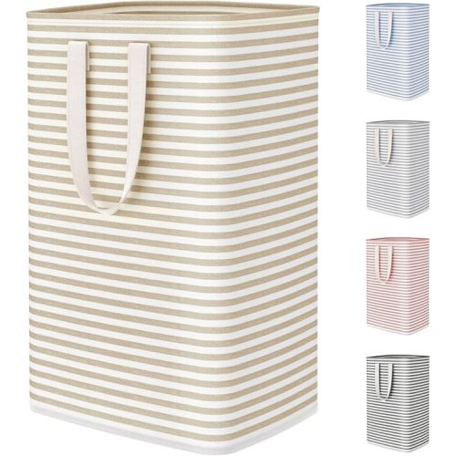 Lifewit 75L Large Collapsible Laundry Hamper, Tall Foldable Dirty Clothes Baskets Waterproof, Freestanding Design with Easy Carry Handles in Dorm Bedroom Bathroom College, Beige