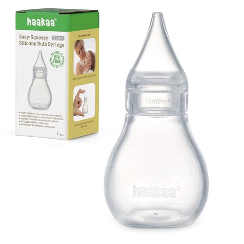 Haakaa Silicone Baby Nasal Aspirator | Nose Bulb Syringe | Easy-Squeezy Baby Nose Cleaner, Newborn Infant &Toddler - BPA Free Silicone