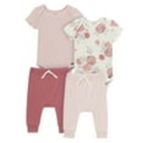 Modern Moments by Gerber Baby Neutral Super Soft 4-Piece Bodysuits and Pants Gift Set, Newborn - 12 Months