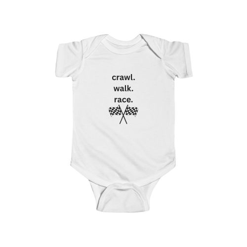 Crawl. Walk. Race Onesie, Racing Baby Bodysuit, Cute Infant Clothes, Gift for New Parents, Racecar T-Shirt, Baby Shower Present, Nursery Outfit