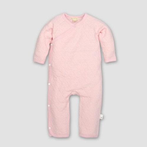 Burt's Bees Baby® Girls' Organic Cotton Quilted Bee Wrap Front Jumpsuit - Blossom Newborn: Lightweight V Neck Romper