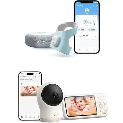 eufy Security Baby Monitor Baby Smart Sock S320 & Baby Monitor C10 with 2K HD Camera (Bundle)