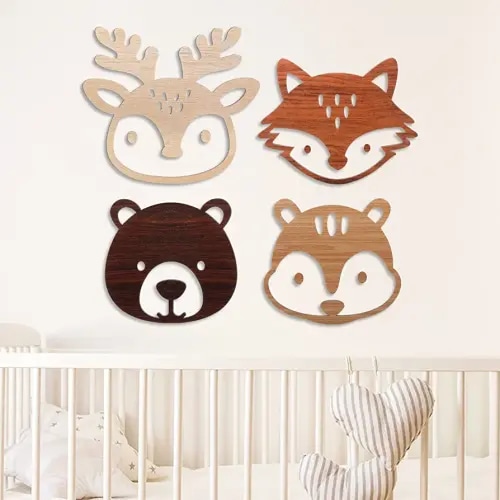Woodland Nursery Decor, Wooden Forest Animal Wall Decoration