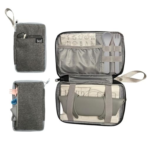 Baby Led Weaning Supplies Clutch - Fits Mealtime Essentials and Includes Utensils Loops, Wet-Bag for Baby Wipes or Dirty Items, & Storage for Bibs & Disposable Mats for Under High Chair