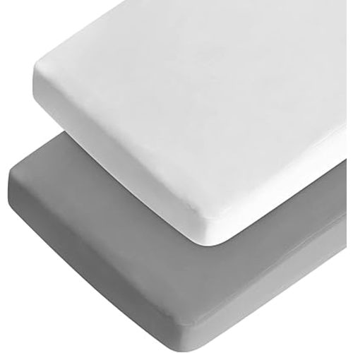 Crib Sheets Boy Girl, 2 Pack Baby Crib Sheets for Standard Crib Mattress & Toddler Bed Mattress, Snug Fit Breathable Soft Fitted Crib Sheet, Crib Sheets, Grey & White