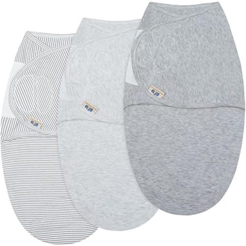 BlueSnail Ultra Soft Newborn Essentials Easy Wrap Swaddle Blankets, Adjustable Baby Cotton Swaddle Wrap (Heather Grey)