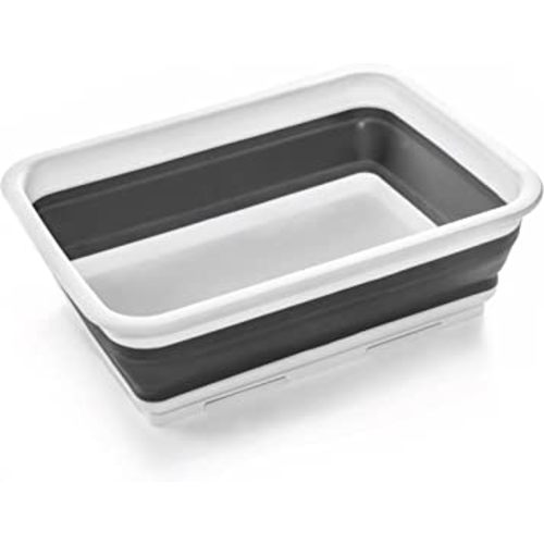 BINO Collapsible Wash Basin - White | Portable Dish Tub | Kitchen | Camping | Sink | Home Essentials | Baby Travel | Folding Dish Pan for Maximum Space Saving