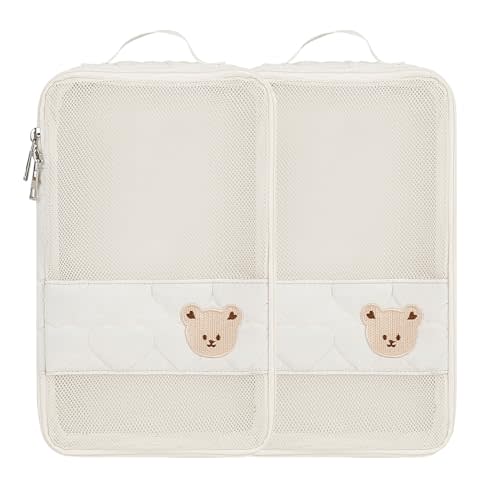 Baby Diaper Organizer - 2 Pack Waterproof Pouches, Mesh Bag, Reusable, Washable or Cloth Diapers (White)