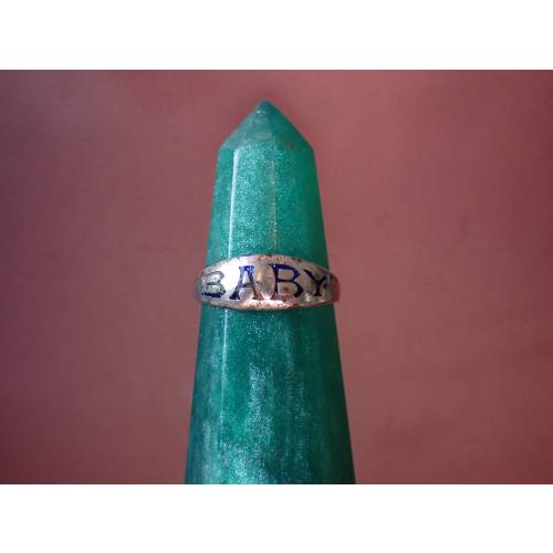 Tiny Vintage Silver & Enamel Baby Ring by Charles Horner