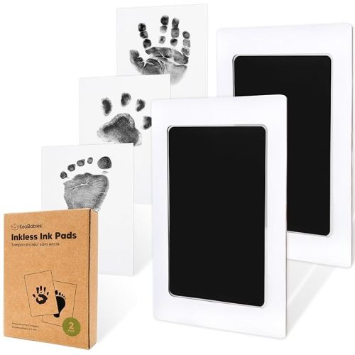 2-Pack Inkless Baby Hand and Footprint Kit - Mess Free Ink Pad for Newborn Keepsake, Dog Nose & Paw Print Kit, Clean Touch Ink Pad for Baby Hand & Footprints, Ideal Mother's Day Gifts (Jet Black)