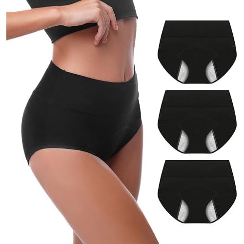 Walifrey Period Underwear for Women, High Waisted Panties Leakproof Postpartum Cotton Briefs