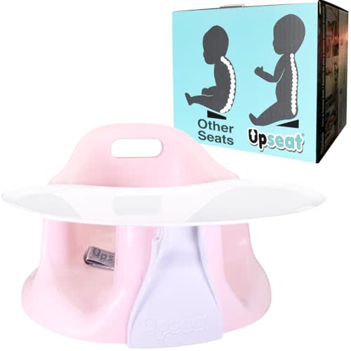 Upseat Baby Floor Seat Booster Chair for Sitting Up with Removable Tray for Meals and Playtime, Developed with Physical Therapists for Safe and Healthy Hip Development and Posture (Pink)