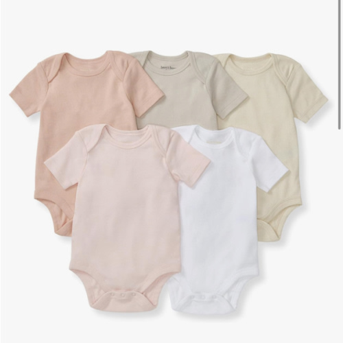 Burt's Bees Baby Unisex Organic Cotton Short and Long Sleeve Bodysuits, 5-Pack
