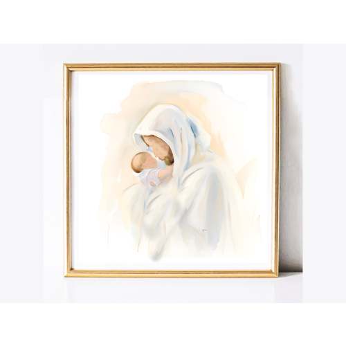 Baby and Jesus painting - Watched Over - Peace be with you