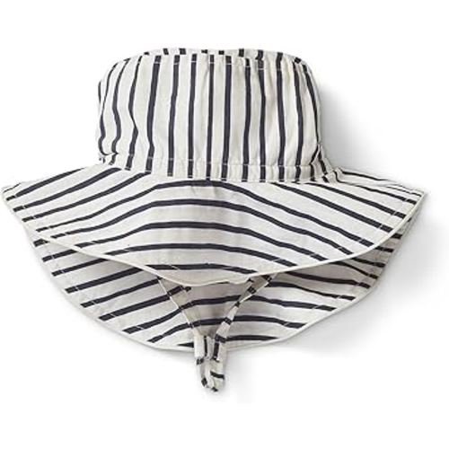 PEHR Baby Bucket Hat – Stripes Away Ink Blue (Boys) | Organic Cotton Sun Hat with Strap | Soft Poplin Fabric | Broad Brim | Ethically Made | Machine Washable | 0-6 Months