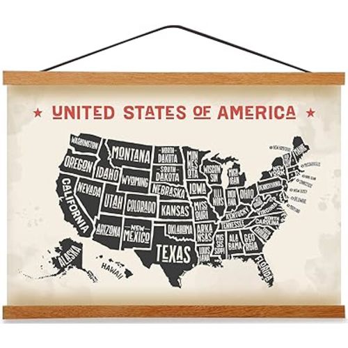 Magnetic Poster Frame Hanger, Natural Teak, 20x28 20x30 20x24 Poster Hanger for Photos, Pictures, Prints, Maps, Scrolls and Canvas Artwork