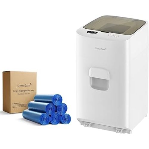 Electric Diaper Pail & Diaper Pail Refills Bag 216 Count, 6 Rolls (Large Size)
