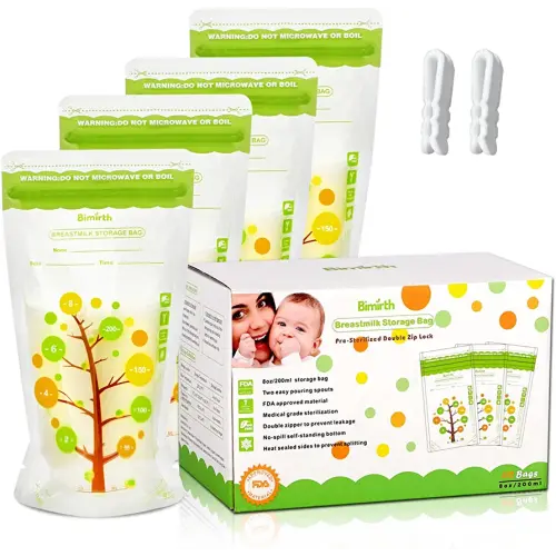 Bimirth Breastmilk Storage Bags, 112 Count BPA Free Convenient Milk Storage Bags for Breastfeeding, 8oz/235ml, 2 Easy Pouring Spouts & Self-Standing Design