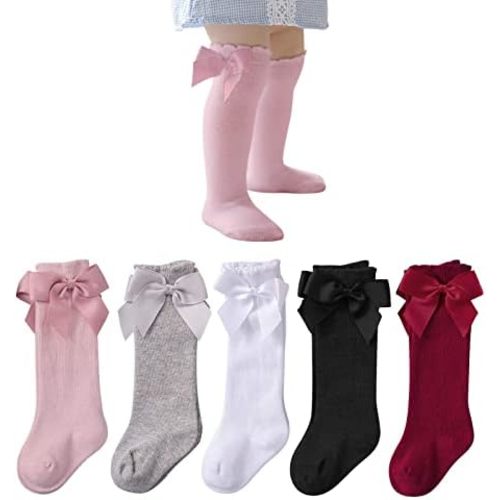American Trends Baby Knee High Socks - Girls & Boys Newborn to Toddlers - Ruffled Tube Socks