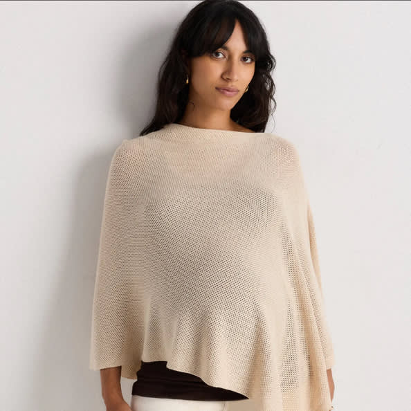 Lightweight Cotton Cashmere Nursing Shawl in Heather Oatmeal