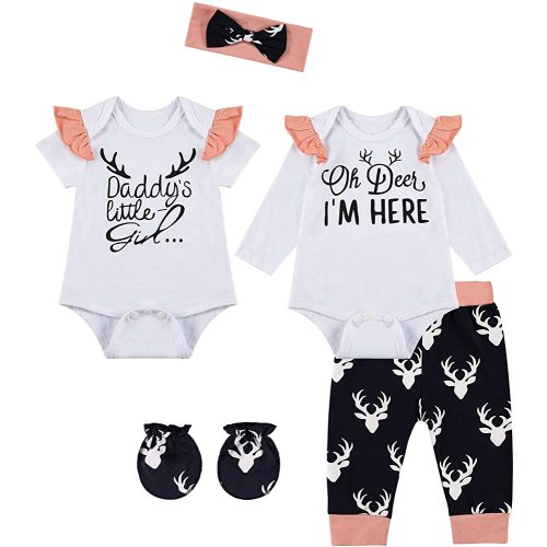 bakjuno Baby Girl Outfit Daddy's Little Girl Clothing Newbron Deer Pant Set