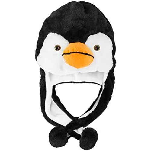 Super Z Outlet Penguin Plush Animal Winter Ski Hat Beanie Aviator Style Winter Black/White