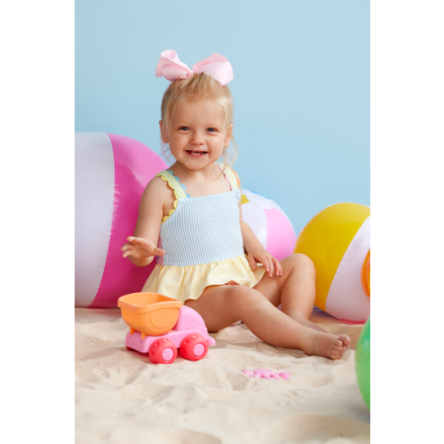 Girls' Seersucker Ric Rac Swimsuit | Mud Pie