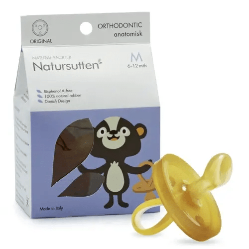 Natursutten Pacifiers 6-12 Months - 1-Pack Original Shield Orthodontic Nipple Natural Rubber Safe & Soft BPA-Free Pacifiers for Breastfeeding Babies - Newborn Pacifiers Made in Italy