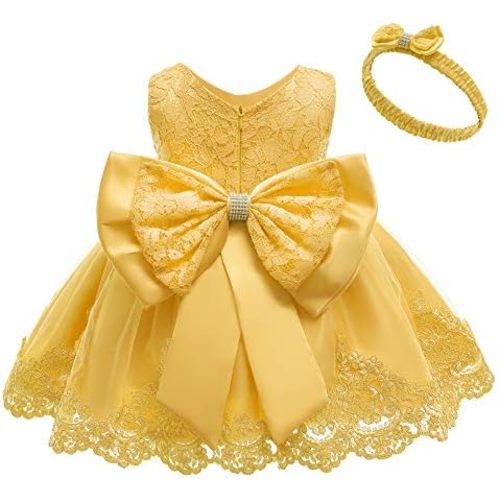0-6T Toddler Baby Girl Embroidered Tutu Ball Gown Lace Dresses with Headwear