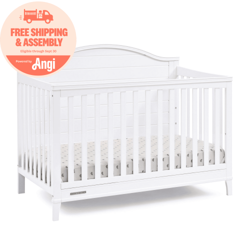 Delta Children Phoebe 6-in-1 Convertible Crib - Greenguard Gold Certified, Bianca White
