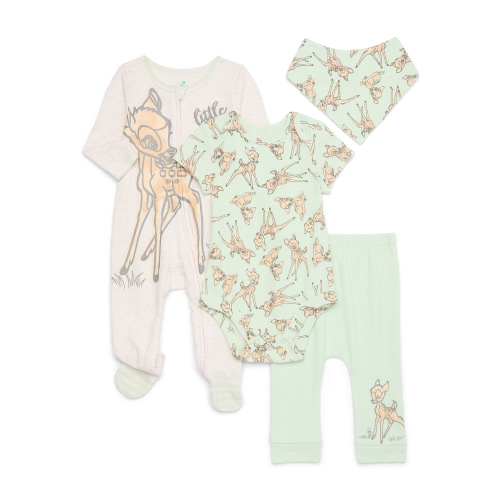 Disney Baby Wishes and Dreams Character Baby Layette Newborn Essentials Gift Set, 4-Piece, Sizes Newborn-6/9 Months
