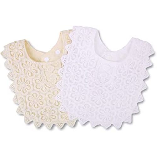 GZMM Baby Bib For Girls,Soft Lace Baby Drool Bib 0-12 months 2 Pack