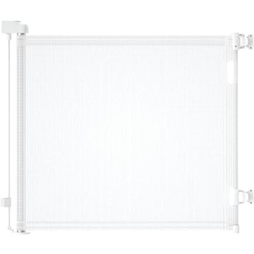 dearlomum Retractable Baby Gate,Mesh Baby Gate or Mesh Dog Gate,33" Tall,Extends up to 55" Wide,Child Safety Gate for Doorways, Stairs, Hallways, Indoor/Outdoor（White,33"x55"