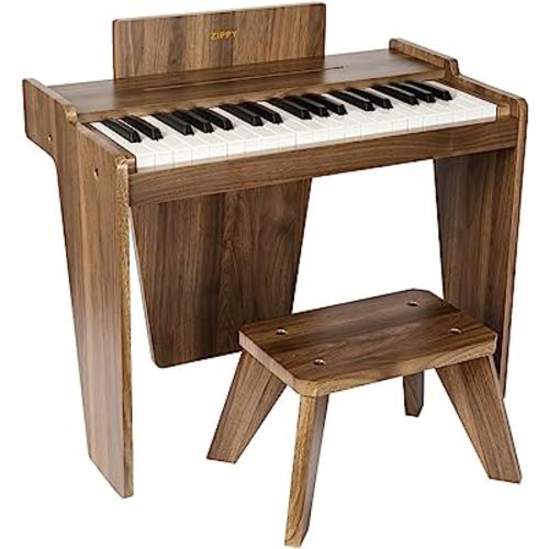 ZIPPY Kids Piano Keyboard, 37 Keys Digital Piano for Kids, Music Educational Instrument Toy, Wood Piano for 3+ Girls and Boys, Walnut Basic