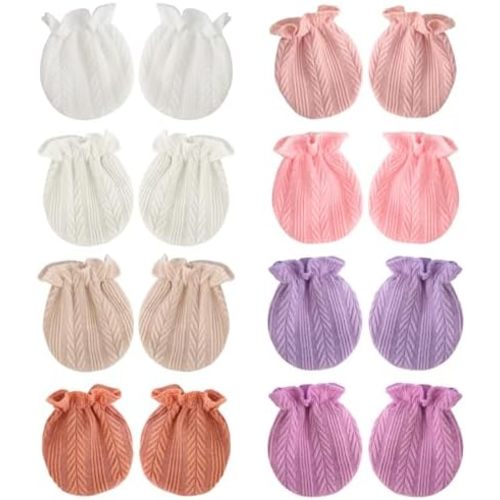 BQUBO Newborn Infant Toddler Mittens No Scratch Cotton Elastic Wrist Gloves Hypoallergenic for 0-6 Months Baby Boys Girls